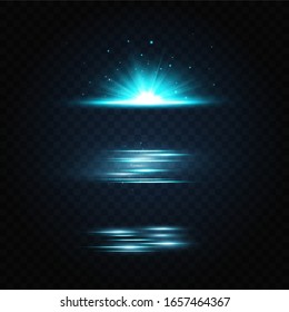 Vector illustration of a blue color. Light effect. Abstract laser beams of light. Chaotic neon rays of light .