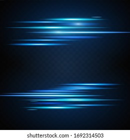  Vector illustration of a blue color. Light effect. Abstract laser beams of light. Chaotic neon rays of light .