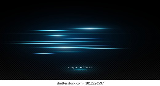 Vector illustration of a blue color. Light effect. Abstract laser beams of light. Chaotic neon rays of light .