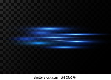 Vector illustration of a blue color. Light effect. Abstract laser beams of light. Chaotic neon rays of light .