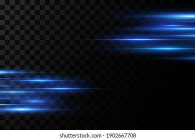 Vector illustration of a blue color. Light effect. Abstract laser beams of light. Chaotic neon rays of light .