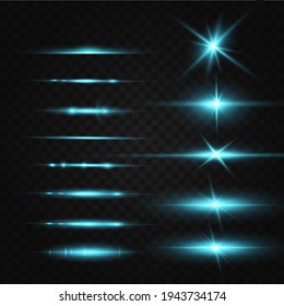 Vector illustration of a blue color. Light effect. Abstract laser beams of light. Chaotic neon rays of light .
