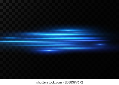 Ilustración vectorial de un color azul. Efecto ligero. Vigas de luz láser abstractas. Rayos de luz de neón caóticos 
