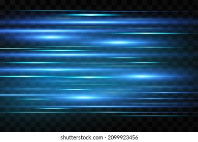 Vector illustration of a blue color. Light effect. Abstract laser beams of light. Chaotic neon rays of light 