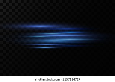 Ilustración vectorial de un color azul. Efecto ligero. Vigas de luz láser abstractas. Rayos de luz de neón caóticos 