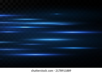 Vector illustration of a blue color. Light effect. Abstract laser beams of light. Chaotic neon rays of light .