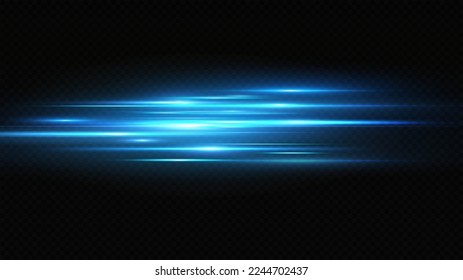 Ilustración vectorial de un color azul. Efecto ligero. Vigas de luz láser abstractas. Rayos de luz de neón caóticos