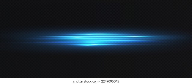 Ilustración vectorial de un color azul. Efecto ligero. Vigas de luz láser abstractas. Rayos de luz de neón caóticos 