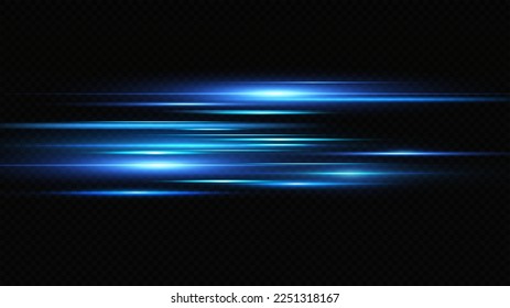 Vector illustration of a blue color. Light effect. Abstract laser beams of light. Chaotic neon rays of light 