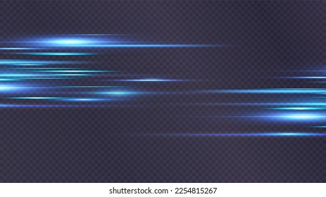 Vector illustration of a blue color. Light effect. Abstract laser beams of light. Chaotic neon rays of light