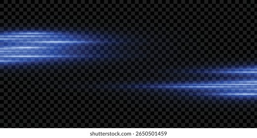 Ilustração vetorial da cor azul. Efeito de luz. Raios de luz laser abstratos. Feixes de luz de neon caótico.