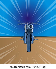 Vector illustration of blue color motorcycle isolated on white background.
