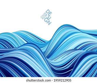 Vector illustration: Blue color paint flow. Abstract   wave background. 