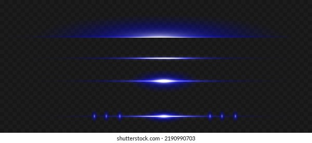 Vector illustration in blue color. Set of light effects. Glare and flash. Bright beams of light. Glowing lines. Vector illustration.Dust. Christmas Flash.
