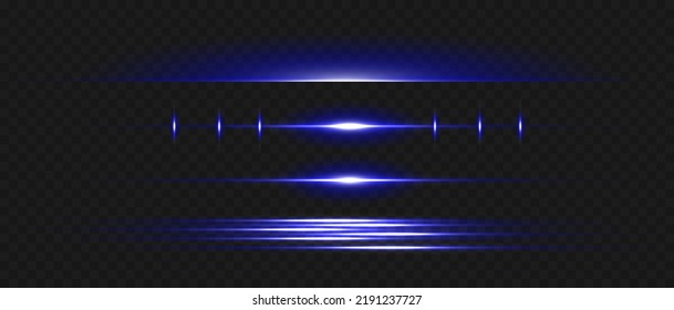 Vektorgrafik in blauer Farbe. Set von Lichteffekten. Schein und Blitz. Helle Lichtstrahlen. Glühende Linien. Vektorgrafik.Staub. Weihnachtsblitz.
