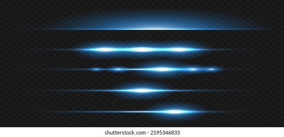 Vector illustration in blue color. Set of light effects. Glare and flash. Bright beams of light. Glowing lines. Vector illustration.Dust. Christmas Flash.