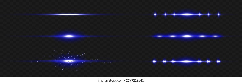 Vector illustration in blue color. Set of light effects. Glare and flash. Bright beams of light. Glowing lines. Vector illustration.Dust. Christmas Flash.