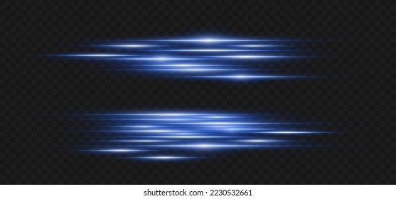 Vector illustration in blue color. Set of light effects. Glare and flash. Bright beams of light. Glowing lines. Vector illustration.Dust. Christmas Flash.