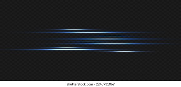 Ilustración vectorial en color azul. Conjunto de efectos de la luz. Glare y flash. Vigas luminosas. Líneas brillantes. Ilustración del vector.Polvo. Flash de Navidad.
