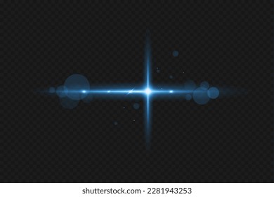 Vector illustration in blue color. Set of light effects. Glare and flash. Bright beams of light. Glowing lines. Vector illustration.Dust. Christmas Flash.