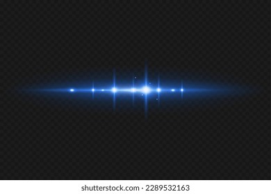 Vector illustration in blue color. Set of light effects. Glare and flash. Bright beams of light. Glowing lines. Vector illustration.Dust. Christmas Flash.