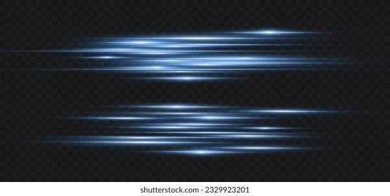 Vector illustration in blue color. Set of light effects. Glare and flash. Bright beams of light. Glowing lines. Vector illustration.Dust. Christmas Flash.