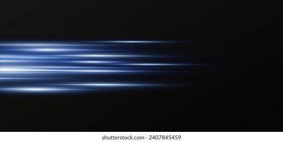 Vector illustration in blue color. Set of light effects. Glare and flash. Bright beams of light. Glowing lines. Vector illustration.Dust. Christmas Fl