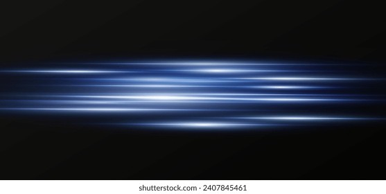 Vector illustration in blue color. Set of light effects. Glare and flash. Bright beams of light. Glowing lines. Vector illustration.Dust. Christmas Fl