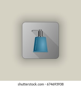 Vector illustration of blue colored dispenser square icon.