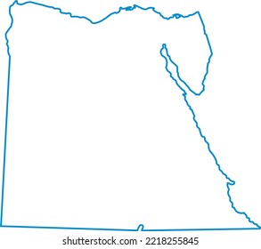 vector illustration of blue colored outline map of Egypt