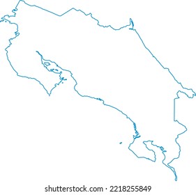 ilustración vectorial del mapa de esquema de color azul de Costa Rica