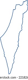 vector illustration of blue colored outline map of Israel