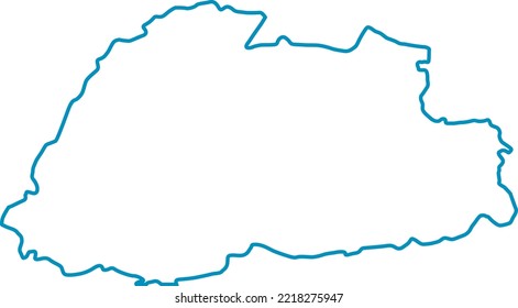 vector illustration of blue colored outline map of Bhutan