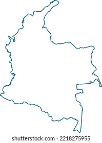 vector illustration of blue colored outline map of Colombia