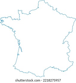  ilustración vectorial del mapa de esquema de color azul de Francia