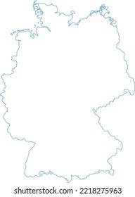 vector illustration of blue colored outline map of Germany