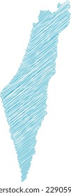 vector illustration of blue colored scribble map of Israel