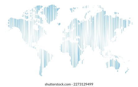 vector illustration of blue colored striped world map