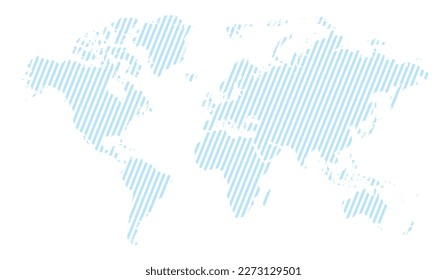 ilustración vectorial del mapa del mundo a rayas de color azul