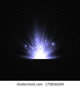 Vector illustration of a blue color.Glow light effect. Vector illustration. Christmas flash. dust,shining sun, bright flash. 