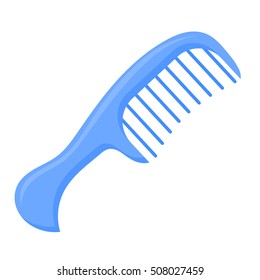 Vector illustration of a blue comb on a white background. Cartoon style blue comb. 
Accessories for hairdressers