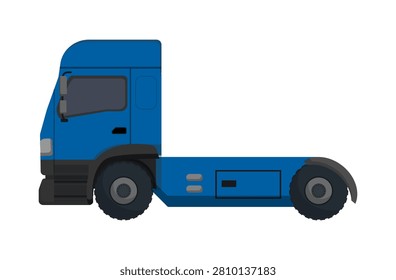 Vector illustration of a blue commercial semi truck tractor unit without a trailer. Isolated on white background.