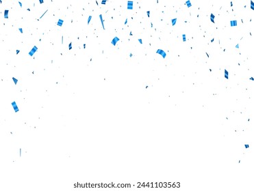 Vector illustration of blue confetti for party background. Blue ribbon and confetti Can be separated from a transparent background