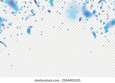 Vector illustration of blue confetti party background. Design for various parties, beautiful blue confetti background for celebration party, Blue confetti border frame repeat pattern, Illustration.