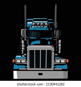 Vector illustration of blue container truck seen from the front