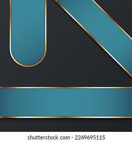 vector illustration of blue corner ribbon banner with gold colored frame