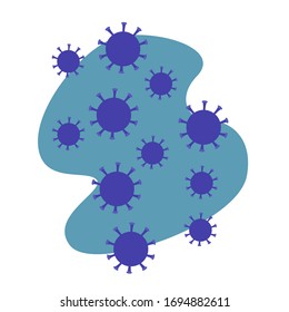 Vektorillustration eines blauen Koronavirus an blauer Stelle. Bild der Covid-19-Zelle