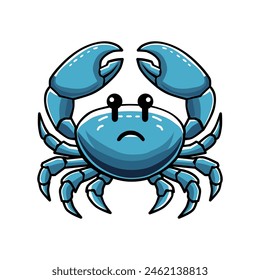 vector illustration of blue crab in minimalist and flat style isolated on white background