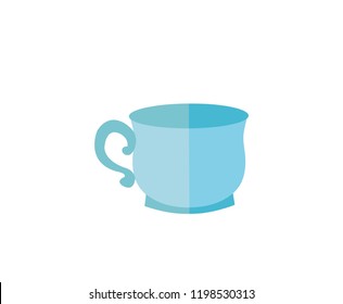 Vector illustration of a blue cup, cute flat style.