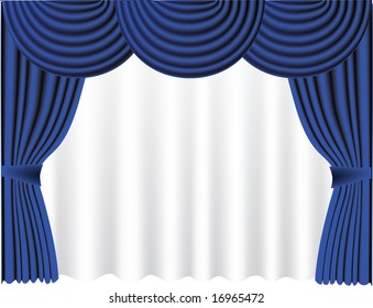 Vector illustration, blue curtain
